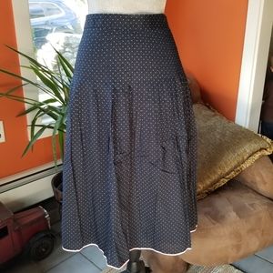 J. Crew Navy Polka Dot Midi Skirt
